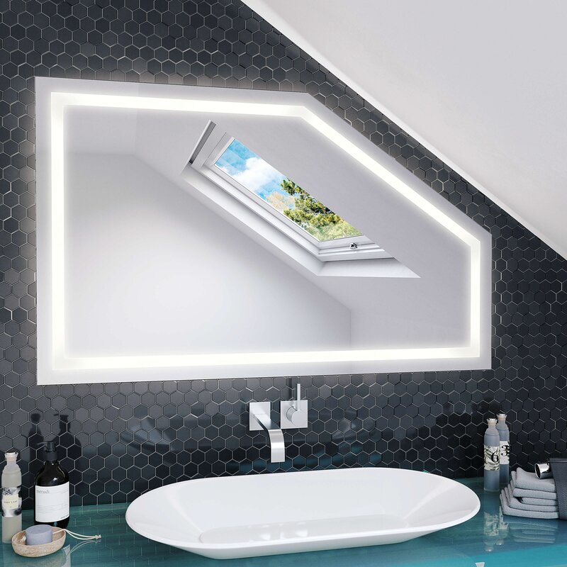 Schreiber Design LED Badspiegel Badezimmerspiegel mit Beleuchtung Easy Lichtfarbe 4000K Neutralweiß 45 cm Breit x 60 cm Hoch Licht Links+rechts