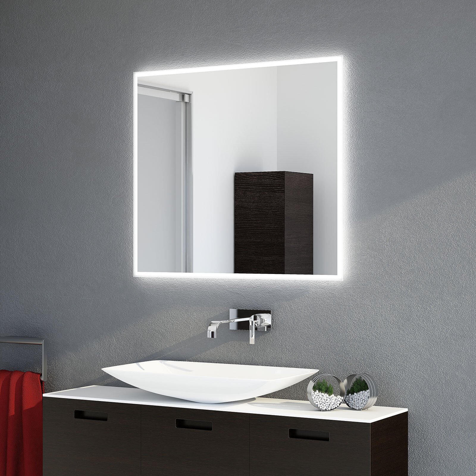 LED beleuchteter Badspiegel Rasier & Schminkspiegel Wandspiegel mit 10-fach Zoom 