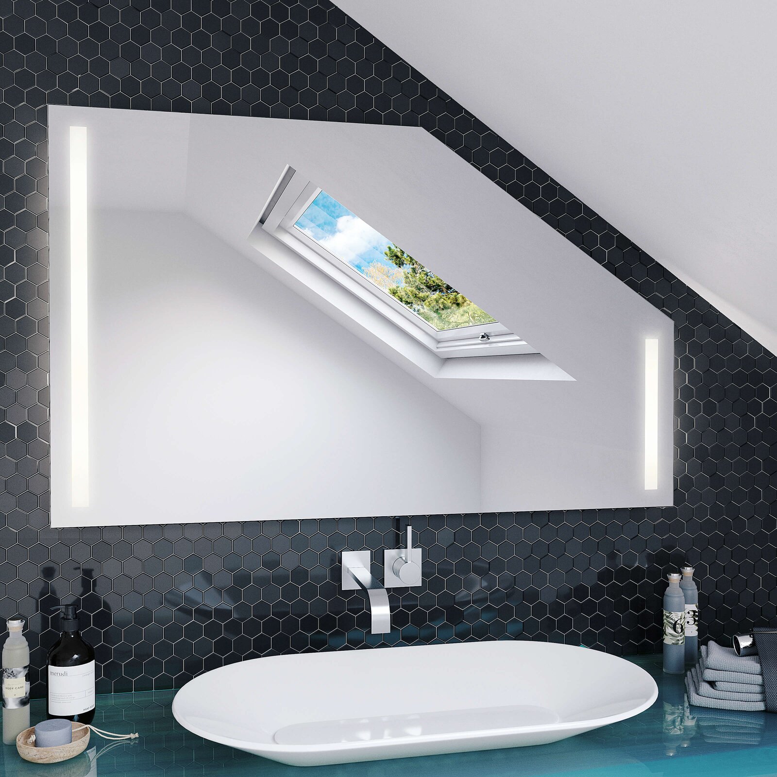 Badezimmerspiegel mit Schräge Comfort Side LEDplus