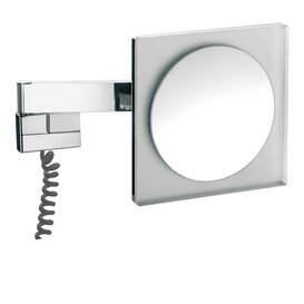 LED Wand-Kosmetikspiegel 3-fach eckig mit Spiralkabel und...